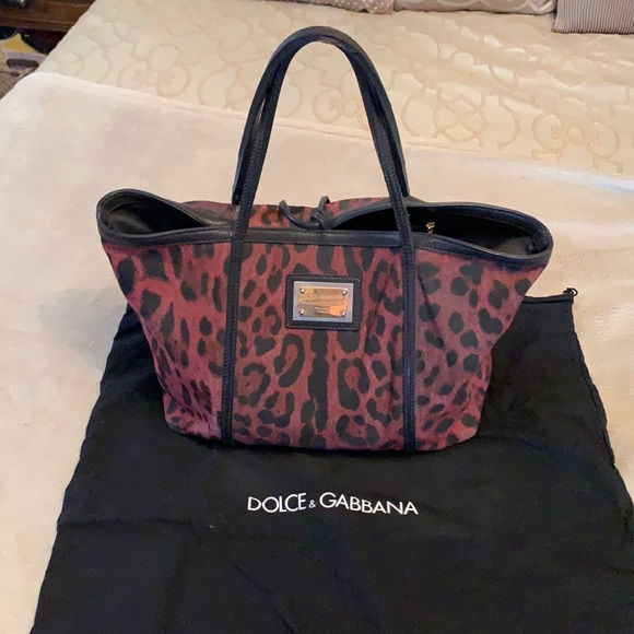 DOLCE & GABBANA RED LEOPARD TOTE